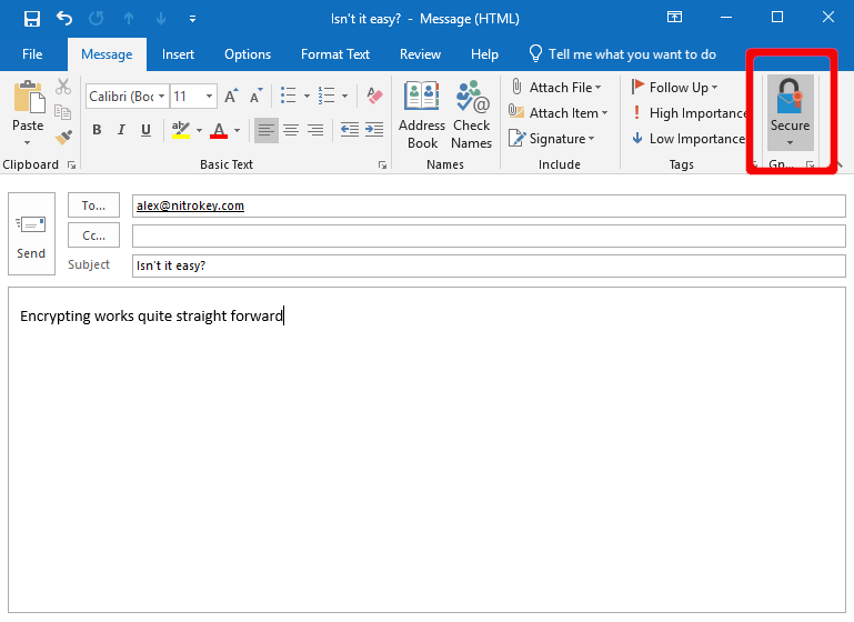 encrypting emails in outlook