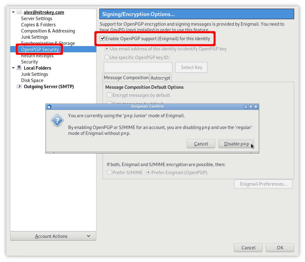 Enigmail thunderbird pgp